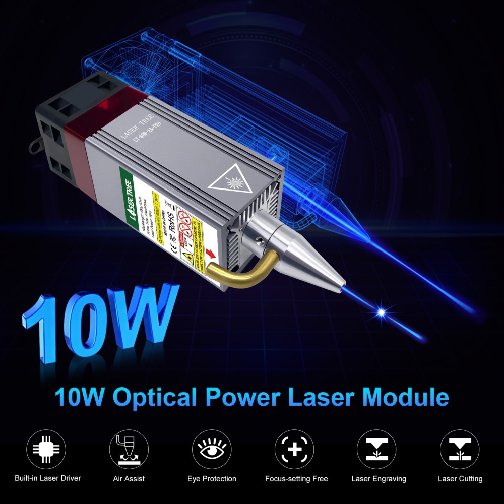 Diode Laser Module - 20W 455nm blauwe diodelasermodulekit met Air