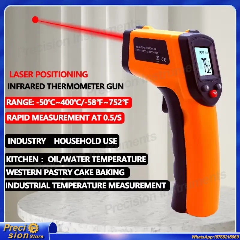 Industrial Laser Temperature - Infraroodthermometerpistool Contactloze lasertemperatuurmeter Handheld digitale pyrometer